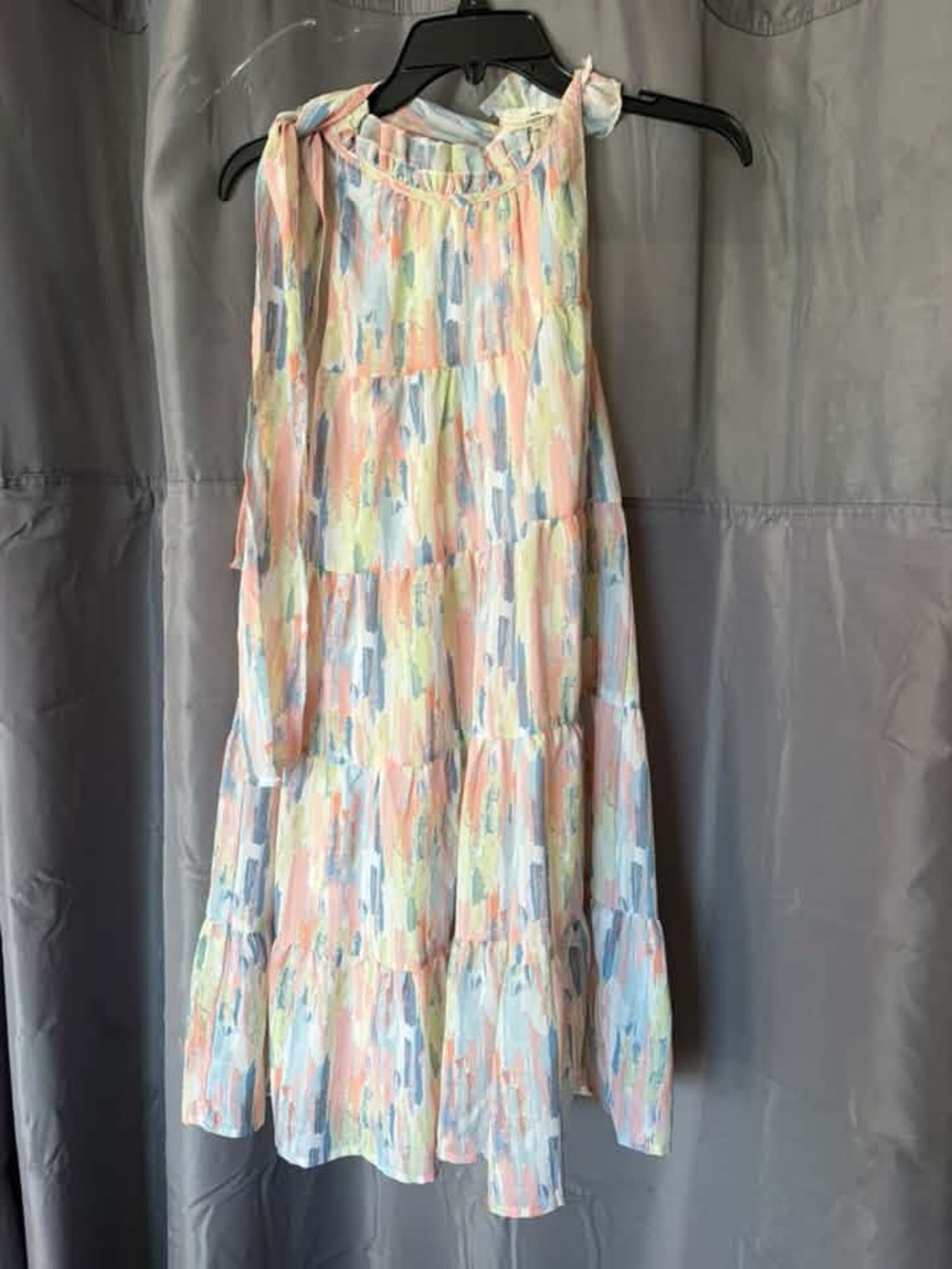 Sleeveless Pastel Watercolor Tiered Dress